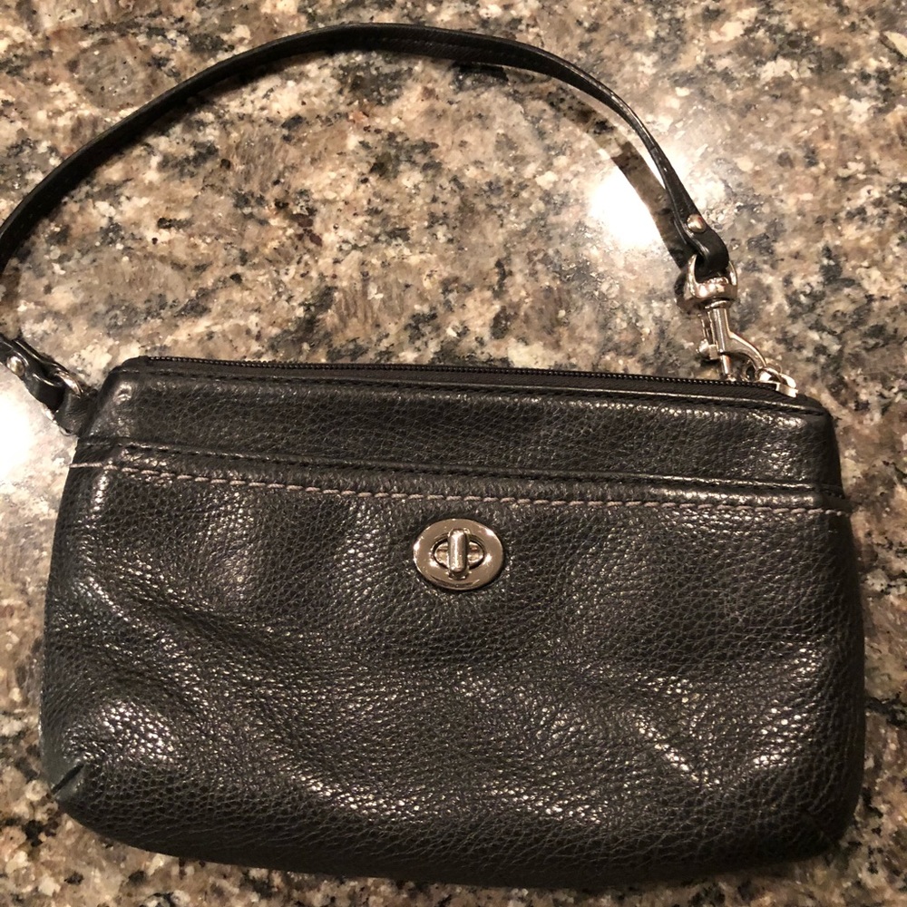 Coach Black Leather Wristlet